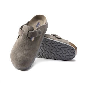 Birkenstock Soft Footbed Boston Clog, Suede Stone Coin, Size 37 (Women’s 6-6.5)